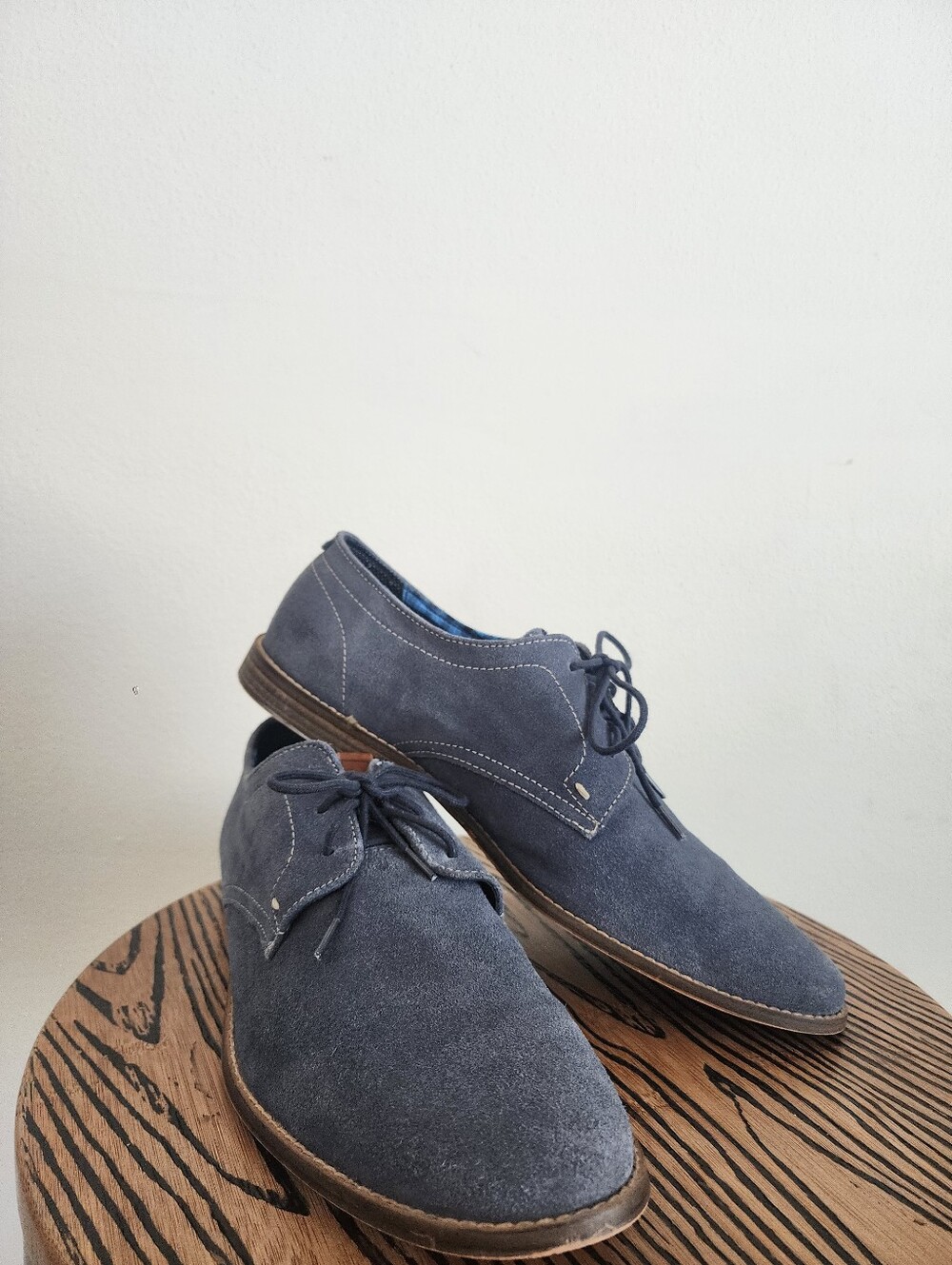 Navy Blue Suede Derby Oxfords Shoes Men’s 12 Preppy Business Casual Ben Sherman - Picture 8 of 12